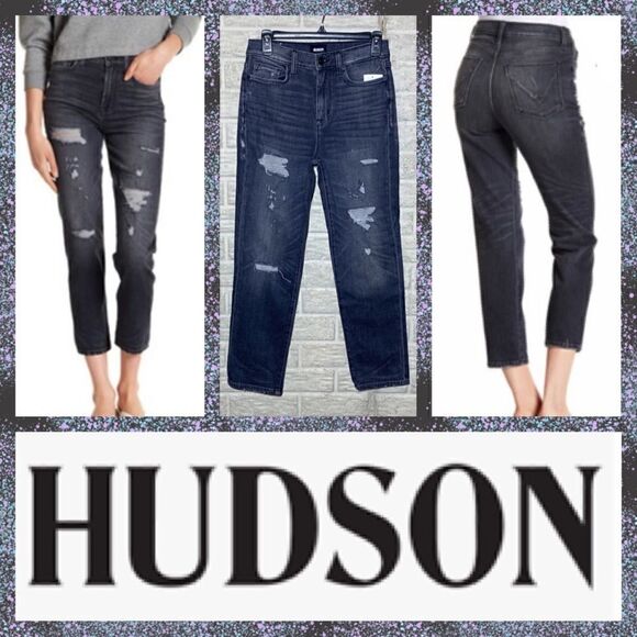 NWT MSRP $245 HUDSON Jeans Zoeey High Rise Straight Crop Denim - Picture 1 of 9
